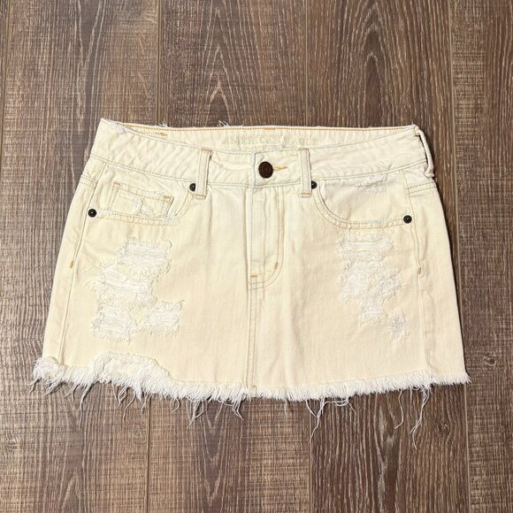 American Eagle Distressed Jean Skirt – Size 4 - Picture 1 of 11